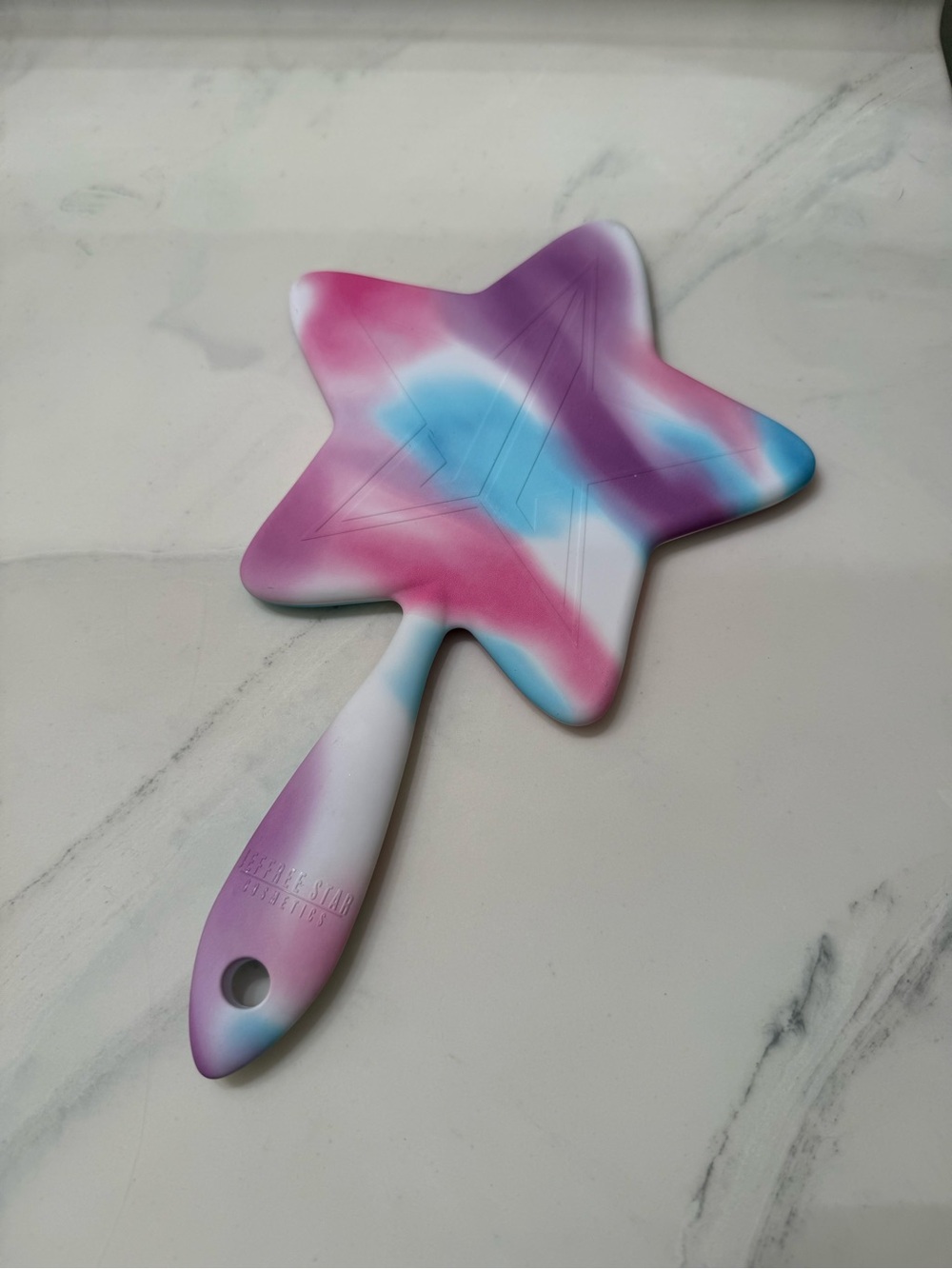 Jeffree Star Star-Shaped Hand Mirror in Pink, Purple & Blue Swirl